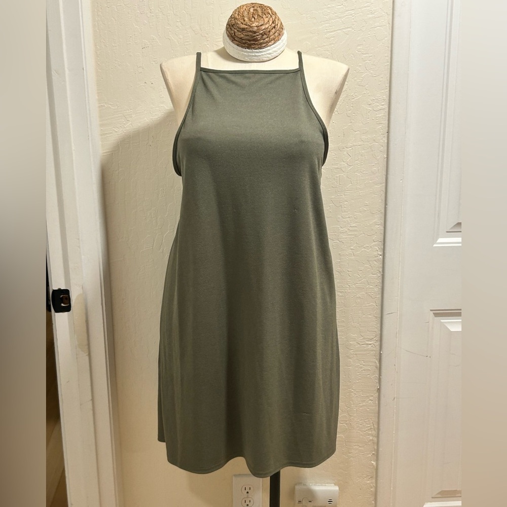 Boohoo Olive Square Neck Dress